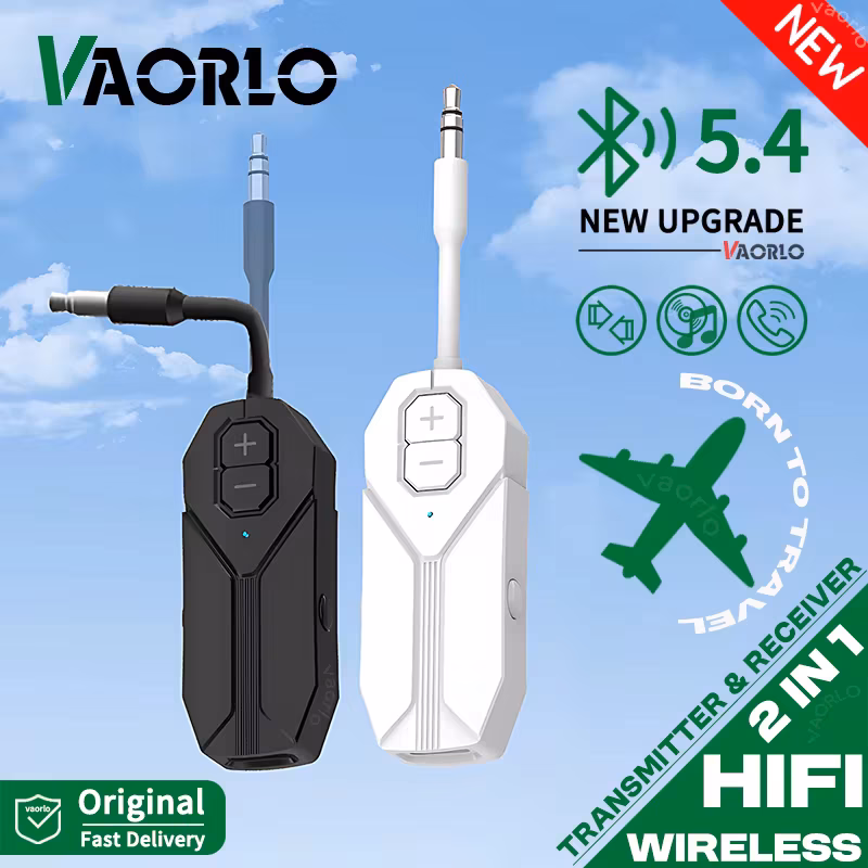 2 In 1 Bluetooth 5.4 Audio Receiver Transmitter Hifi Stereo Wireless Adapter 3.5MM Aux With Mic For Airplane TV PC Car Speaker