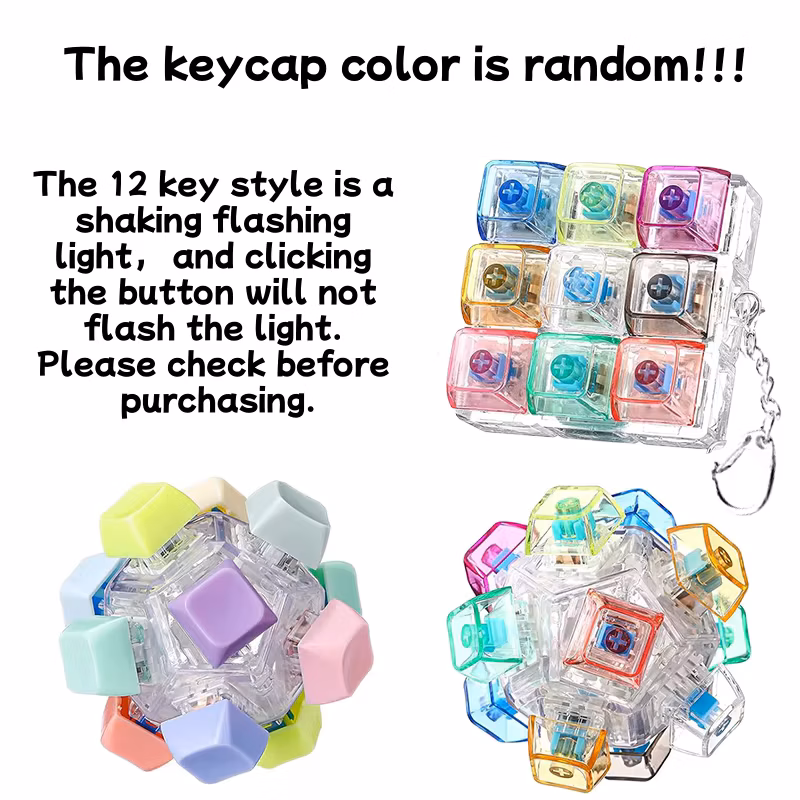 Rgb Glow Pocket Keyboard Keycap Fidget Pendant, Mini Mechanical Clicker Key Ring Toy, Portable Mood Calming Birthday Present