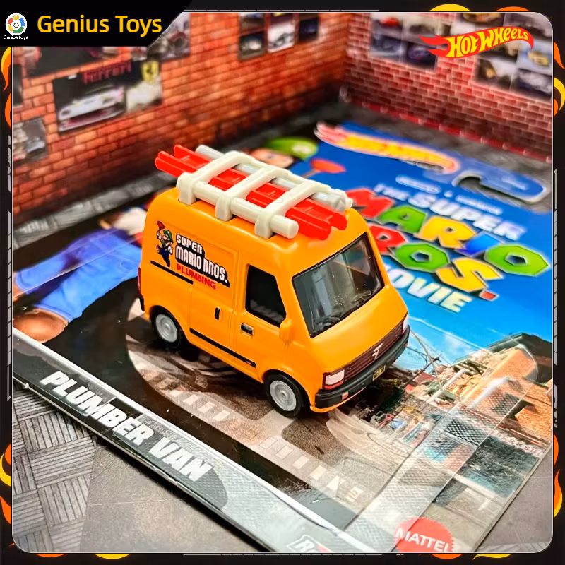 Genuine Wheels 1:64 Diecast Car The Super Mario Plumber Van Alloy Custom Collectible Car Model Vehicle Kids Toys Boys Gifts
