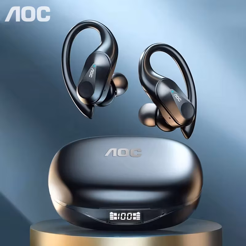 Choice Aoc Sports Headset Wireless Bluetooth 6.0 Earphones Waterproof Led Battery Display Gaming Low Latency Headphones LP75