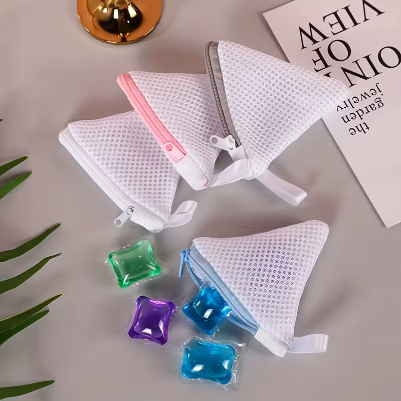 1pc Durable Zippered Mesh Laundry Pouch 10x10cm Multi-Pack Small Clothing Washing Bag for Socks Delicates Travel Storage