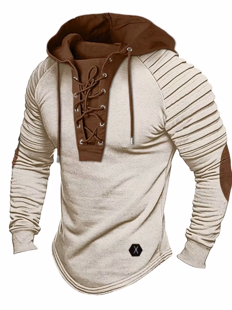 Muscle Men's Clothing. Solid Color Hoodie. Style Men's T-shirt .Pleated Hood.Street Style Long-sleeved T-shirt Sweatshirt