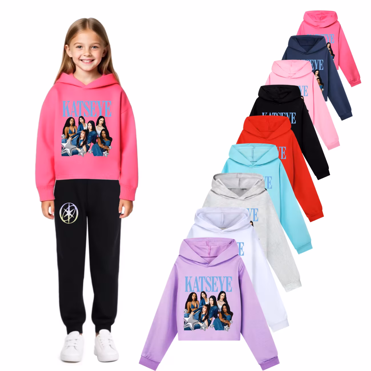 Katseye Funny Print Clothes Kids Hoodie Baby Girls Teen Cartoon Fashion Sweatshirt Casual Autumn Coats for Youth 5345