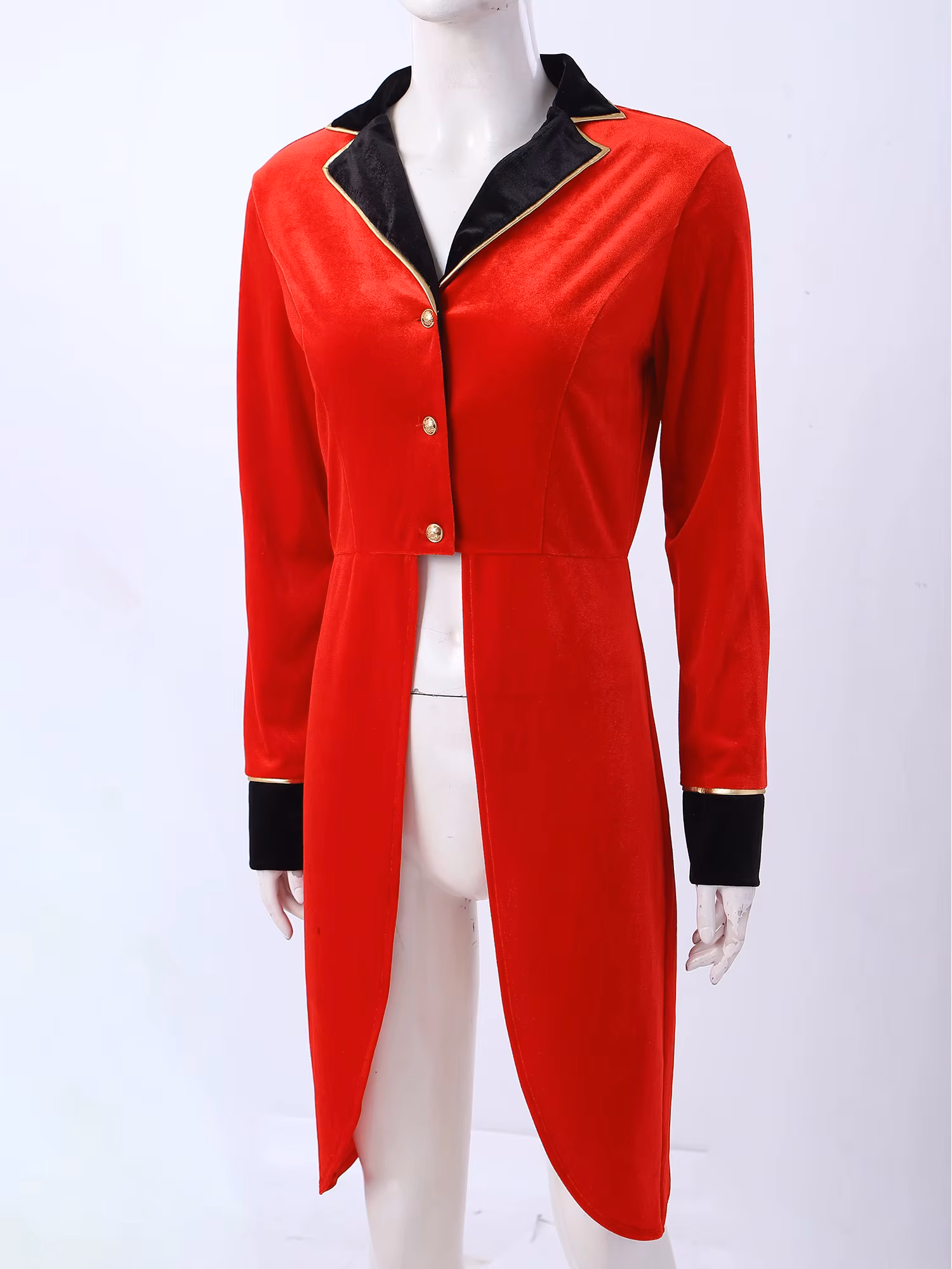 Womens Circus Ringmaster Jacket Tailcoat Showman Costume Halloween Carnival Cosplay Medieval Royal Princess Velvet Blazers Coat