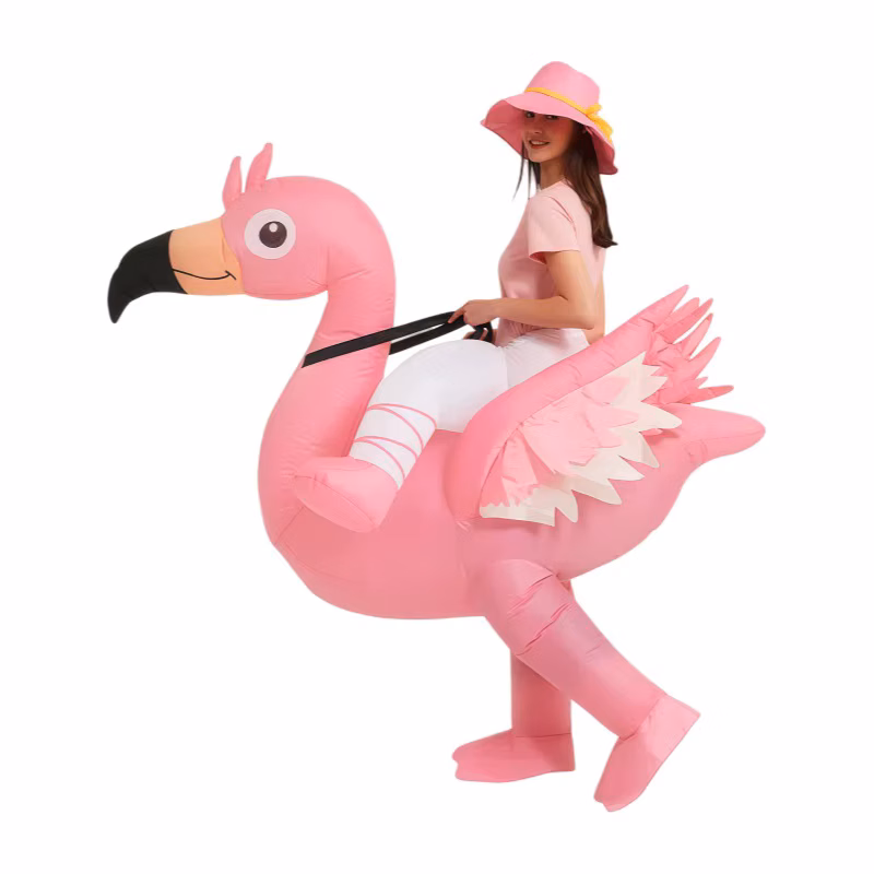 Pink Flamingo Inflatable Costumes Cartoon Animal Blow Up Clothes Halloween Party Cosplay Costume Funny Performance Props