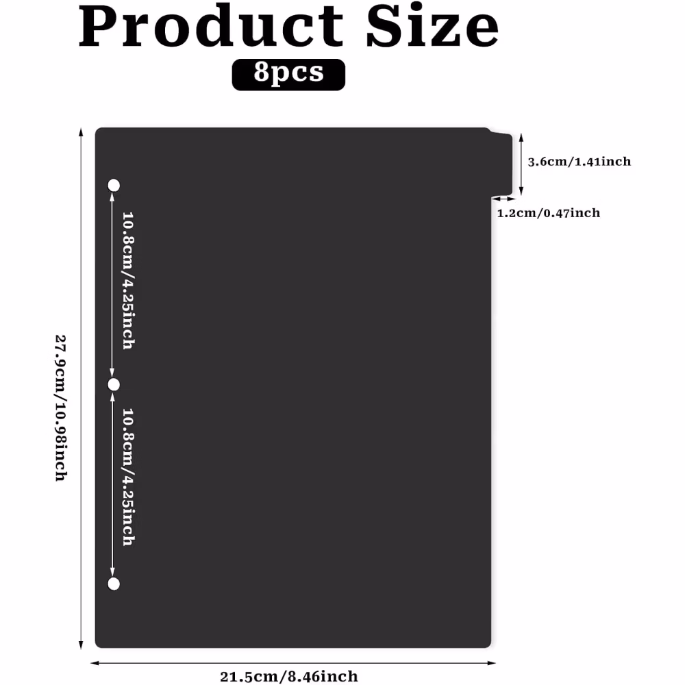Selling 8-Tab Sturdy Plastic Binder Dividers Set Black 3-Ring Aesthetic Dividers for Notebooks and Binders Item