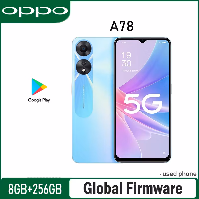 Oppo A78 5G SmartPhone Global firmware Ram 8GB Rom 256GB 50MP Android 12 Mtk Dimensity 700 5000mAh CPH2491 used phone