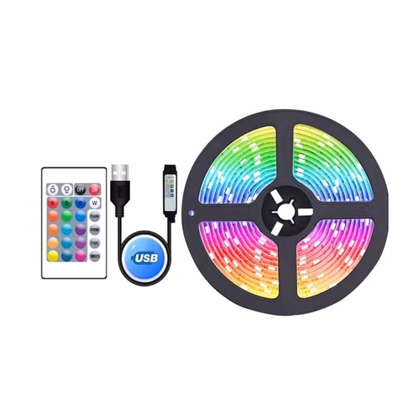 B27B Flexible Lamp Tape Ribbon 5V Rgb 5050 Led Light Strip Usb Infrared Remote Control 5M Diode For Festival Party Desk