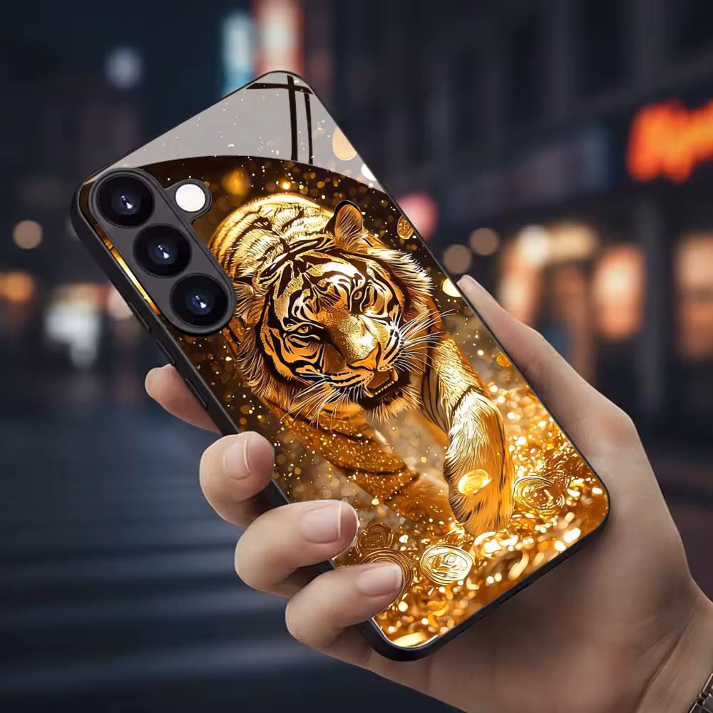 Tiger pattern glass Phone Case For Samsung Galaxy S26 S25 S24 S22 S23 Ultra S21 S20 Plus 5G Frosted Non-Slip Full Cover