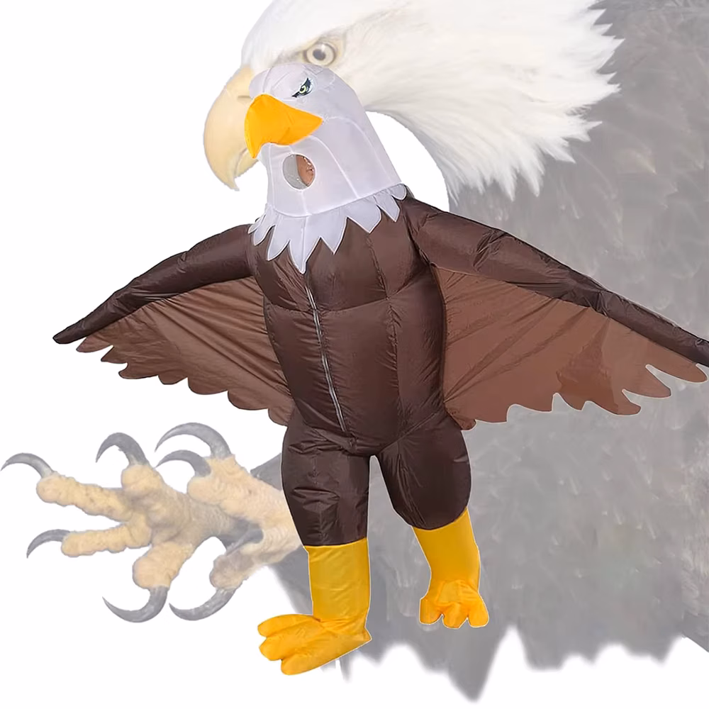 Halloween Adult Inflatable Bald Eagle Costume Air Blow Up Suit for Independence Day Party
