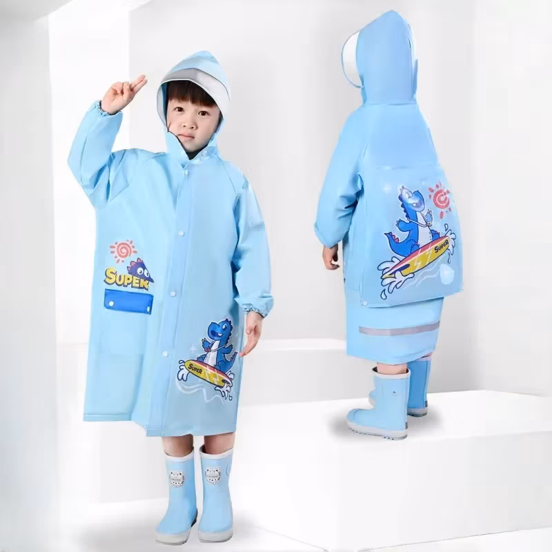 Cute Kids Raincoat Pvc Waterproof Children Dinosaur Unicorn Rain Poncho Rain Coat Jacket With Backpack Position Student RainWear