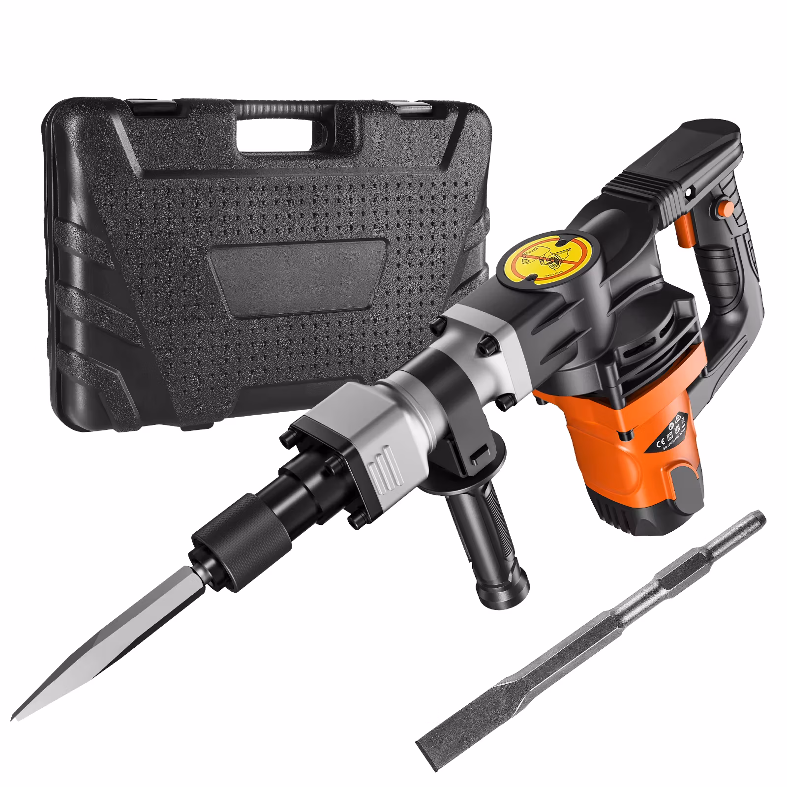 SucceBuy 1400W Demolition Jack Hammer Electric Jackhammer Heavy Duty 2900 Bpm Concrete Breaker 2pcs Chisels Bits Chipping