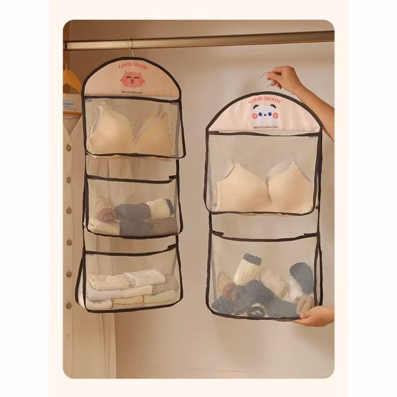 1 Pack Underwear Storage Hanging Bag Wardrobe Hanging Multi-layer Sundries Storage Mesh Pocket Over Door Socks Storage Organizer