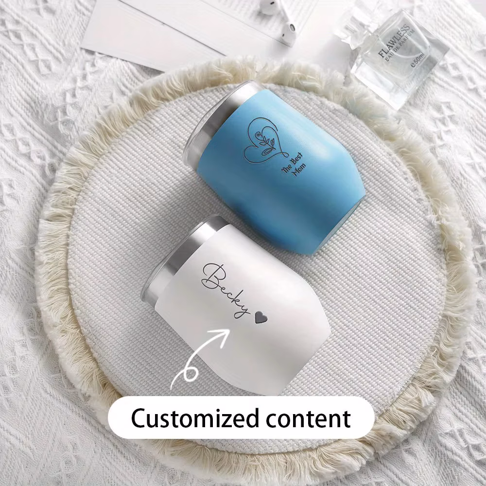 Custom Name Heart Stainless Steel Wine Tumbler, Personalized Name Insulated Cup, Portable Travel Coffee Wine Mug Gift for Women.