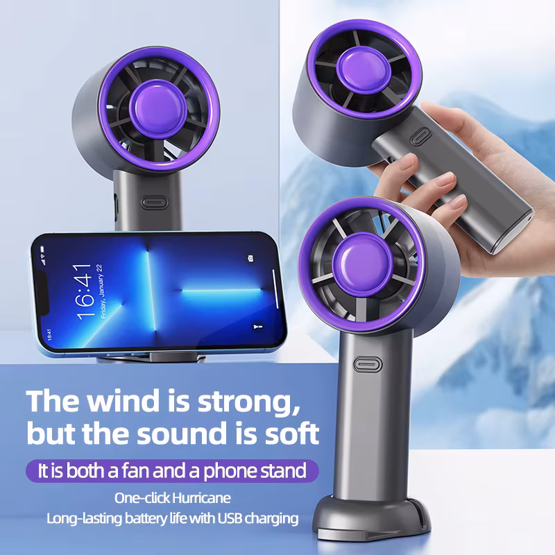 Mini Handheld Fan Usb Charging Portable Air Calculating Fan Mute Personal Highspeed Fan for Travel Outdoor Activities