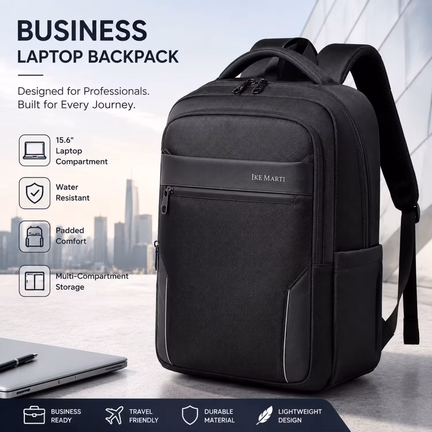 Fashion Business Men'S Backpack Durable Nylon Fabric, Ergonomic Commute Large Capacity Backpack, with Laptop Compartment