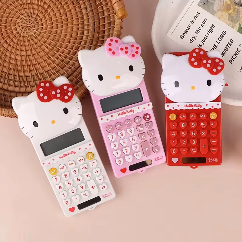 Cute Hello Kitty Cartoon Push Cover Calculator Multi Functional Creative Portable Calculator For Students Back To School Gift