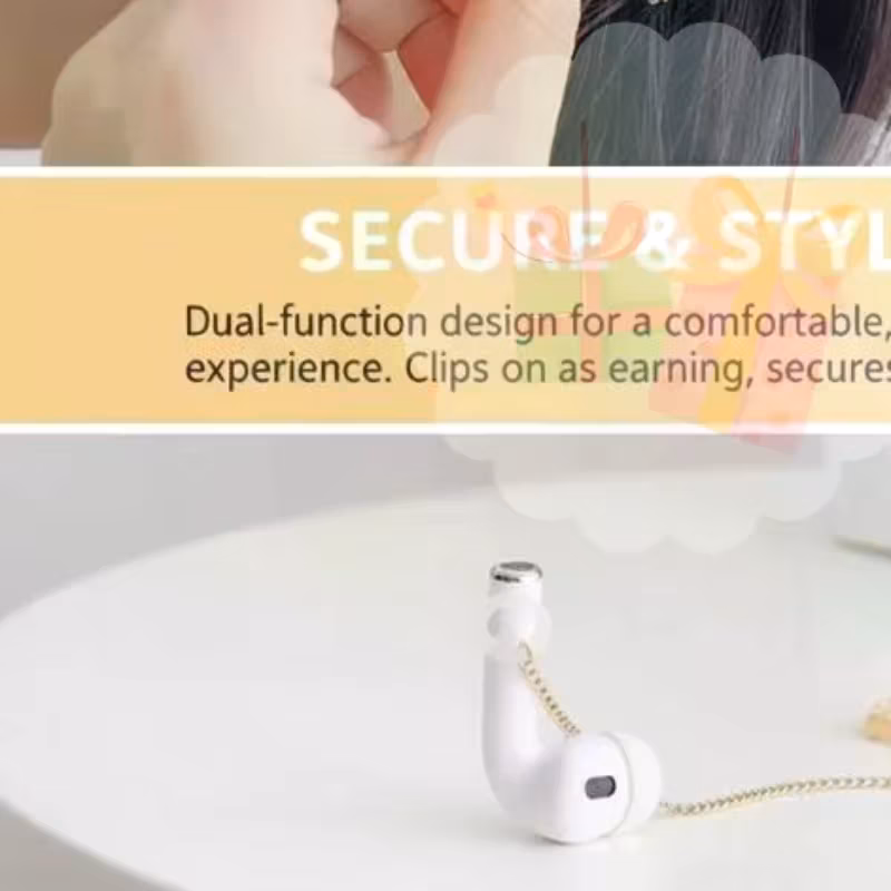 Cute Floral Ear Cuff Anti-Lost Gold Chain Design Skin-Friendly Durable for Wireless Earbuds Student Daily Commute Use