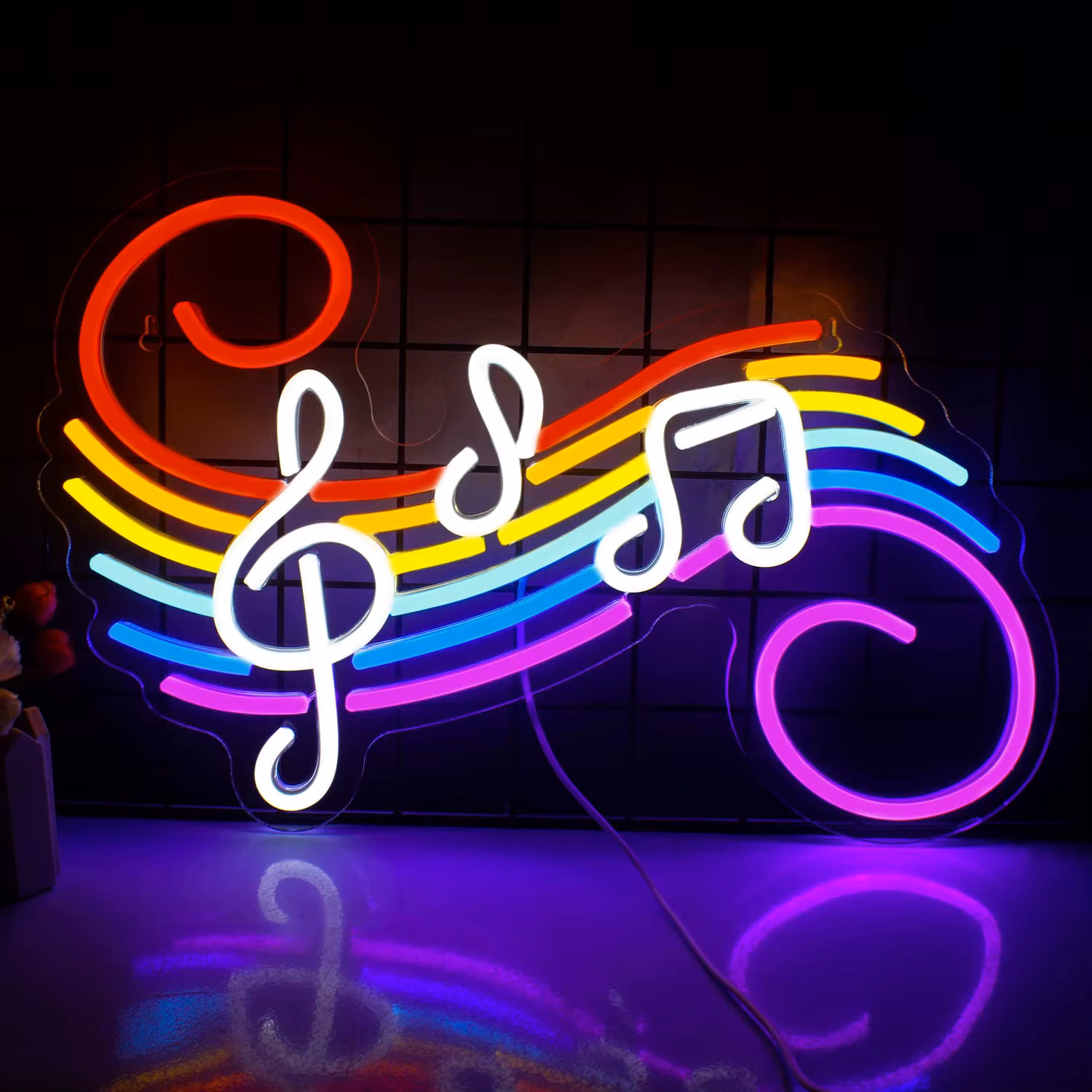 Music Notes Neon Sign Customizable Colorful Treble Clef Led Neon Light Wall Decor for Music Studio Bedroom Bar Pub Party Decors
