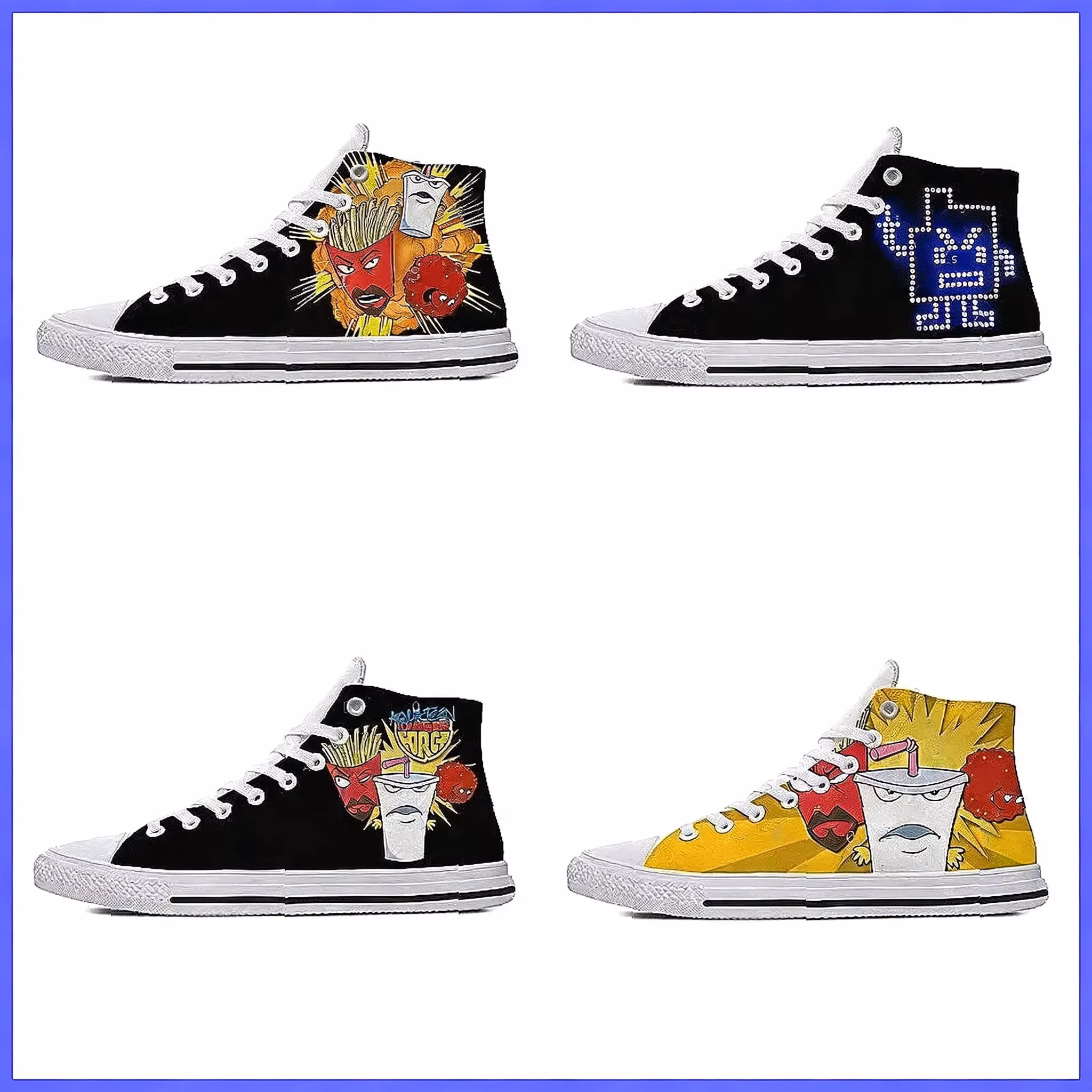 Aqua Teen Hunger Force Classic High Canvas Sneakers, Lightweight Breathable Casual Shoes for Men Women