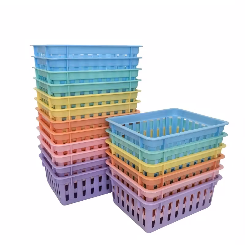 Plastic Macaron Storage Baskets Multi Functional Square Desktop Storage Boxes Classrooms Offices Study Rooms Drawer Organization