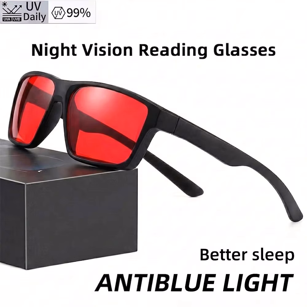 Anti Blue Light Glasses Better Sleep Men Women Red Lenses AR Coating Night Vision Anti Eye Strain Protection for Work Movie