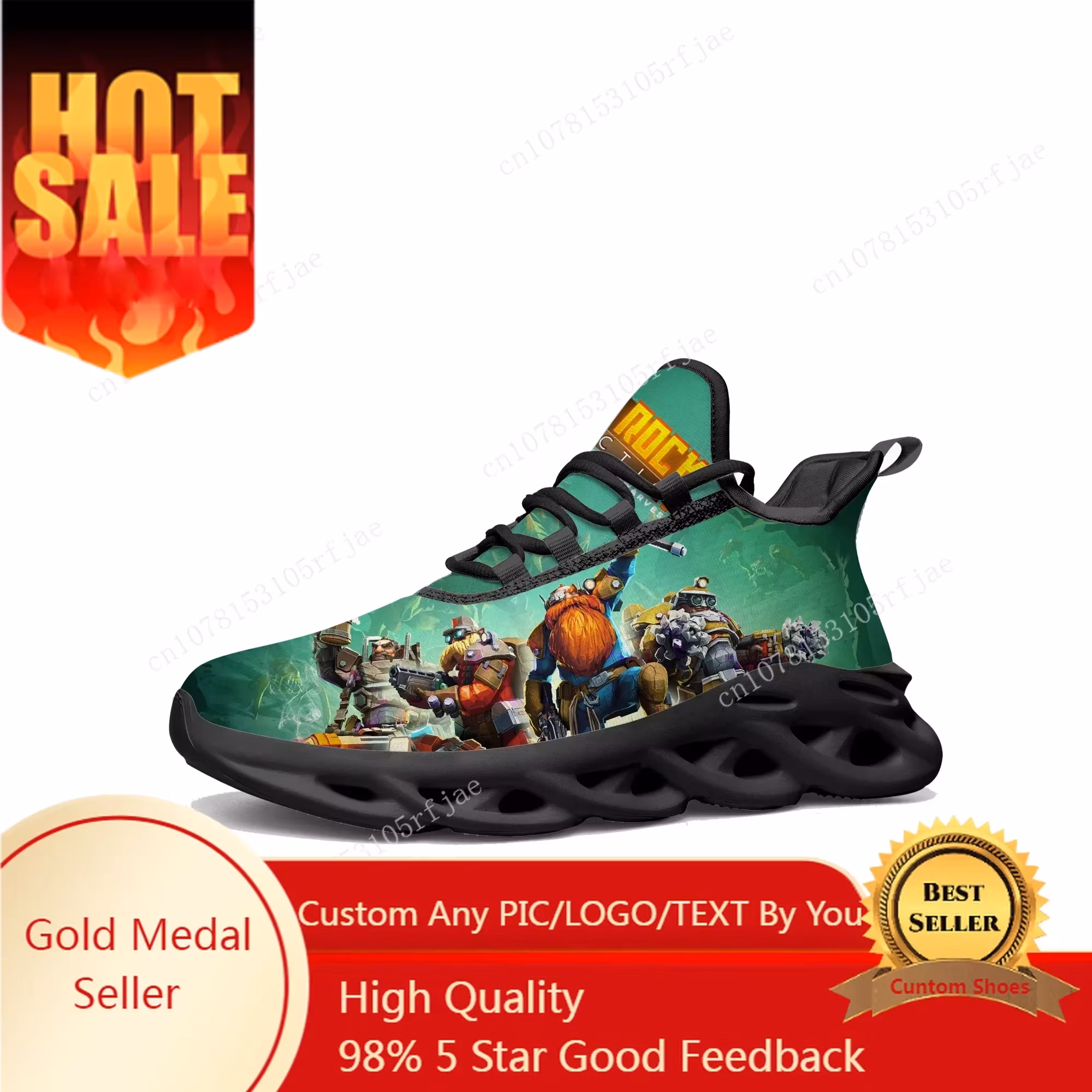 Deep Rock Galactic Flats Sneakers Cartoon Game Mens Womens Sports Running Shoes Tailor Made Lace Up Shoes