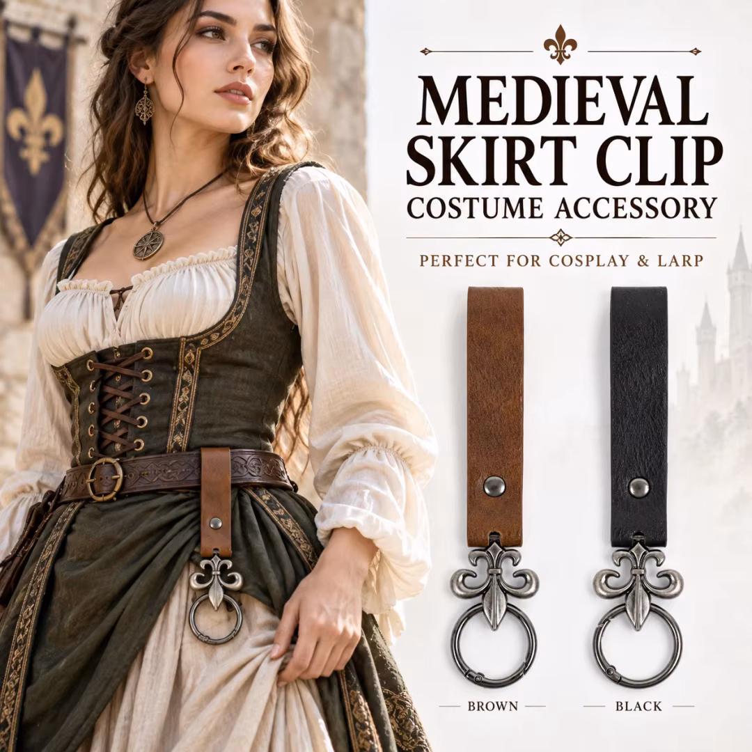 Halloween Medieval Skirt Clip, PU Leather Renaissance Skirt Holder Cosplay Costume Prop
