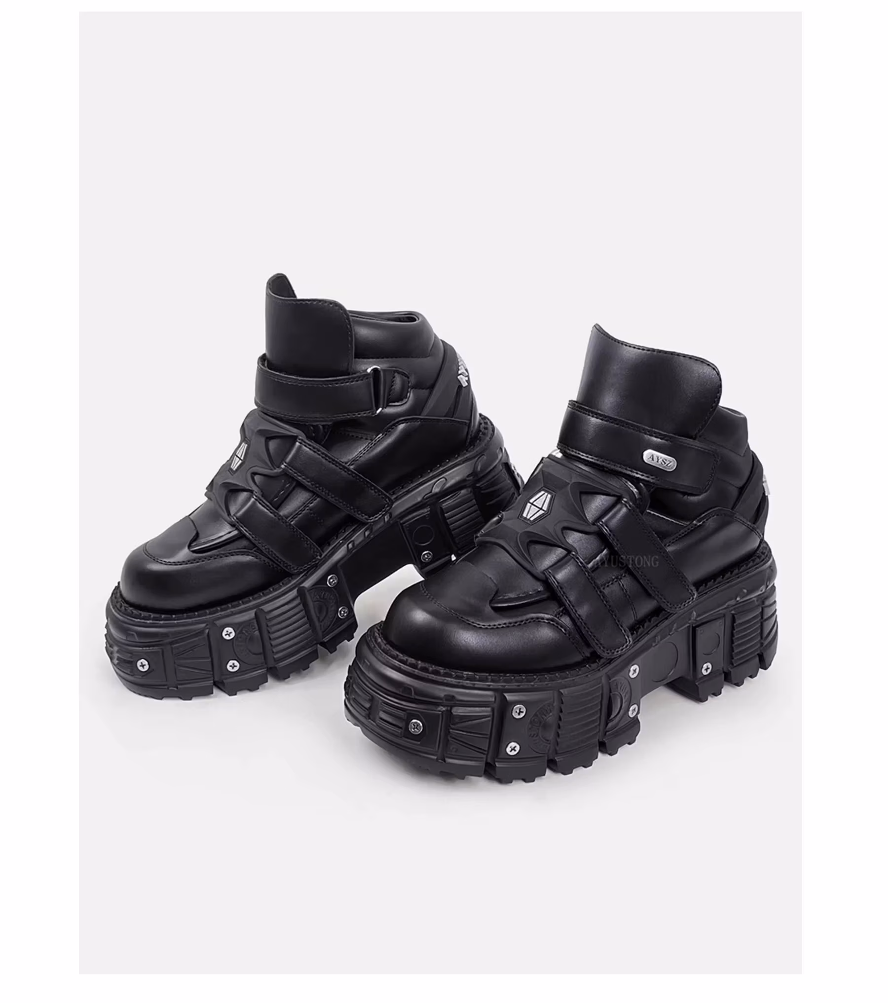 Spanish Rock Retro Punk Metal Muffin Leather Women Heightened Dark Platform Dad Casual Couple Men Shoes 8 Cm