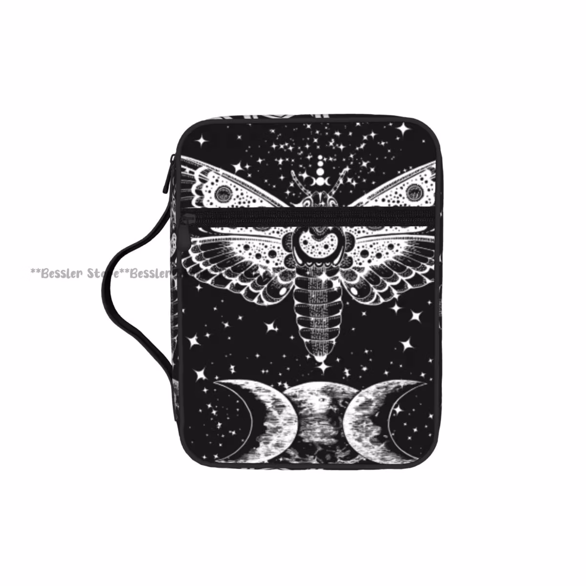 Triple Moon Butterfly Goddess Wican Art Bible Bag Zipper Handle Handbag Bible Cover Case Carrying Bible Storage Bag