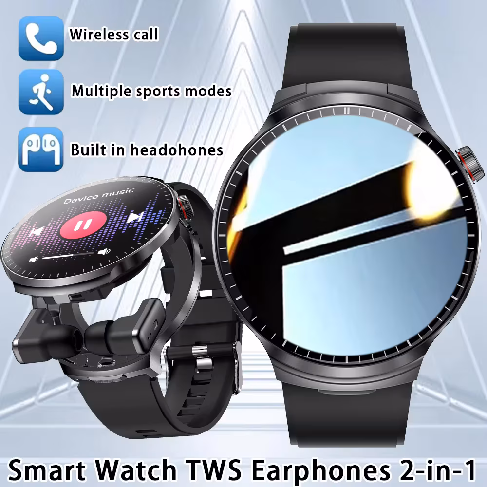 2 in 1 Smart Watch With Earbuds Smartwatch Tws Bluetooth Earphone Heart Rate Blood Oxygen Monitor Sports Watch
