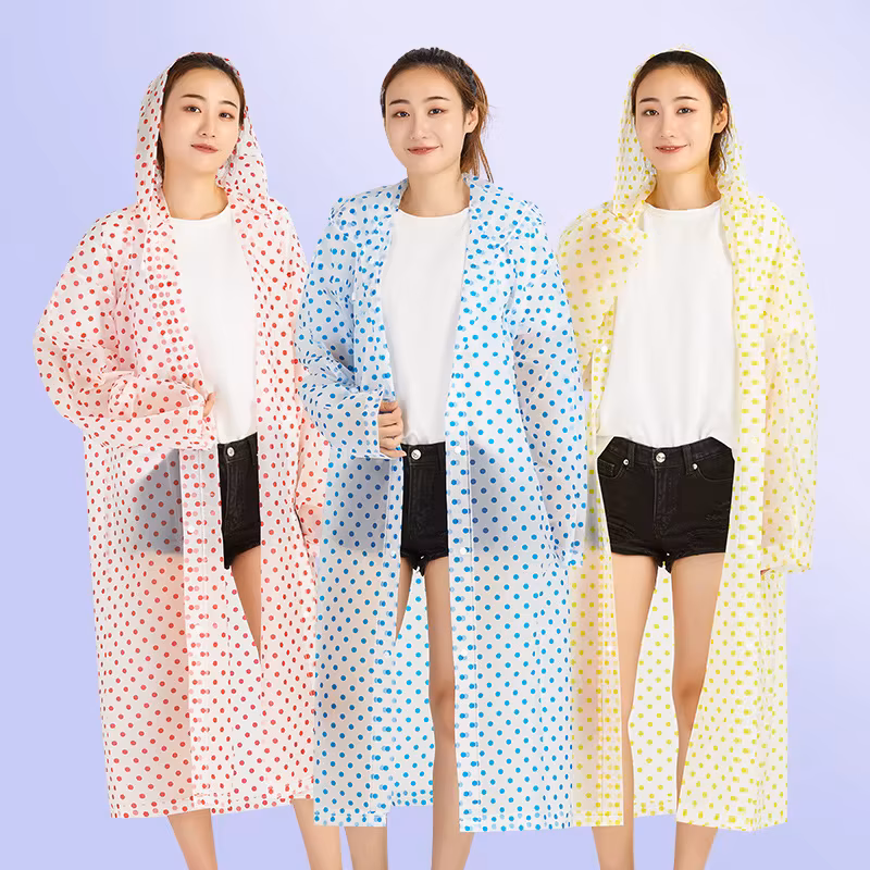 Outdoor Adult Raincoat Fashion Eva Waterproof Hoodie Women Student Raincape Hiking Travel Reusable Rain Jacket