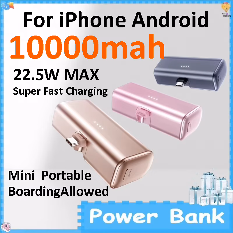Mini Metal Capsule 10000mAh Power Bank Foldable Direct Plug Charging Portable Mobile Power Supply For IPhone Android