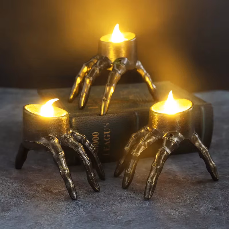 Halloween Break The Arm Skull Led Candle Lantern for Home Party Skeleton Decoration Atmosphere Setting Props Night Light