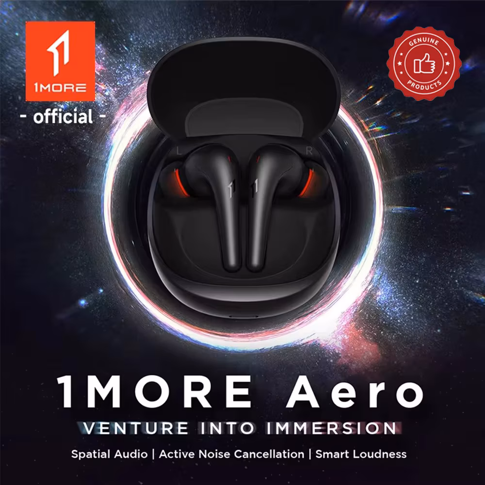 1MORE Aero Ear buds Noise Cancellation Bluetooth 5.2 flash- Clear Calls 28h Playtime Wireless Charging headset electronic