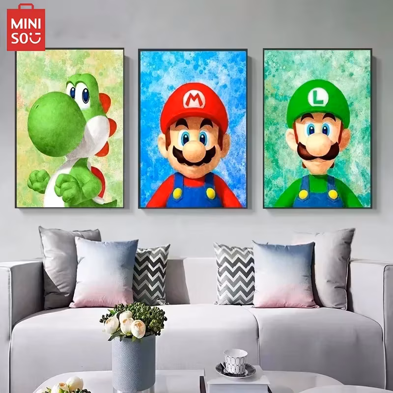 Super Marios Bros Poster Anime Luigi Yoshi Room Wall Canvas Painting Posters Kawaii Background Decoration Art Wall Pai