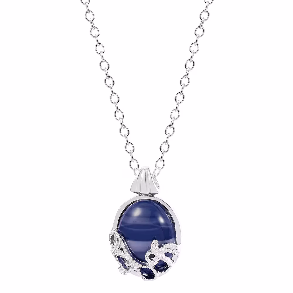 Fashion Movie The Vampire Diaries Necklace Vintage Katherine Blue Stone Choker Pendant for Women Cosplay Charm Jewelry
