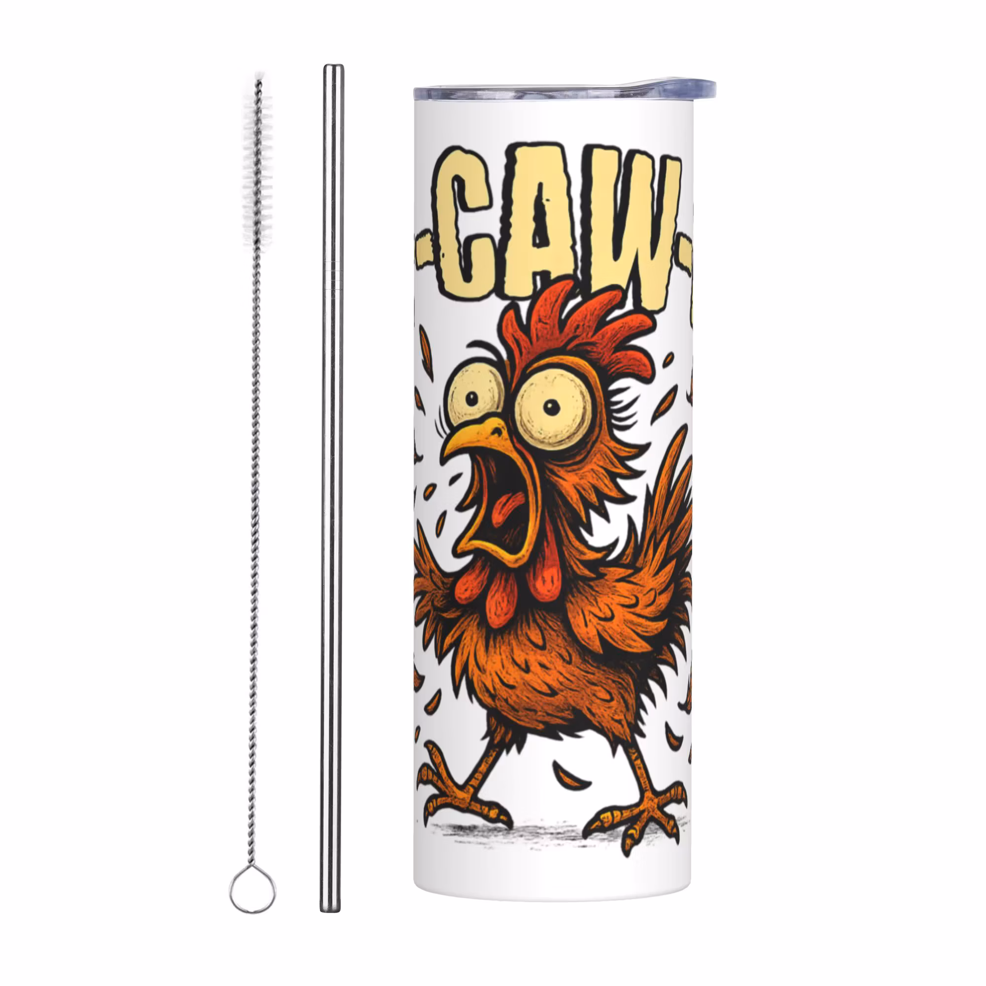 Funny F-Caw-F Chicken Fcawf Tumbler Vacuum Insulated Double Wall Mug With Lid Straw Stainless Steel Tags Car Bottle Cups 20oz