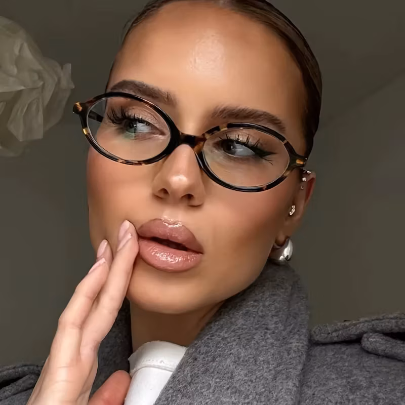 Vintage Oval Sunglasses Women Luxury Brand Designer Small Oval Anti Blue Light Glasses Retro Fashion Men Leopard Eyegalsses
