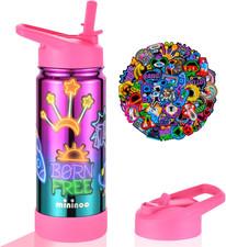 Girls Water Bottle for School, 16oz Stainless Steel Insulated Metal Water Bottle