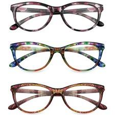 Cvvtspe 3 Pack Reading Glasses Blue Light Blocking Stylish Cat Eye Computer R
