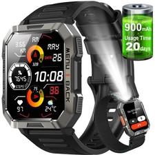 Smartwatch Herren Militr mit Telefonfunktion Sprachassiste Blutdruckmessung Spo