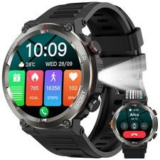 Military Smart Watch for Men AnswerMake Calls Rugged Heart Rate Fitness Tracker