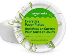 Amazon Basics Paper Plates 8.62 Inch Microwave Safe 100 Count (Pack of 1)