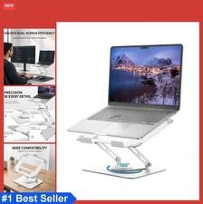 Laptop Stand 360 Rotating Base Adjustable Height Foldable Ergonomic Metal for