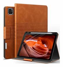 Auaua iPad Pro 12.9 Folding Folio Case Brown Magnetic Pencil Holder Stand