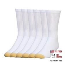 Men's5S Cotton Crew Athletic Socks (Multipack) Large 6 White (6-pairs)