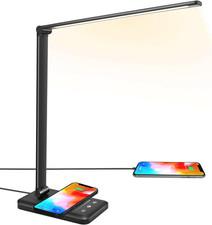 Led Desk Lamp with Wireless Charger, Usb Charging Port, 10 Brightness, 5 Color M