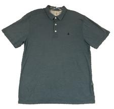 Volcom Men's Slate Blue Heathered Polo Shirt Knit Preppy Surfer Sz L