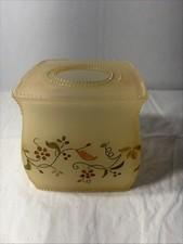 Vtg Tan Selena Acrylic Tissue Box Holder W/ Rhinestones Etched Painted Accents